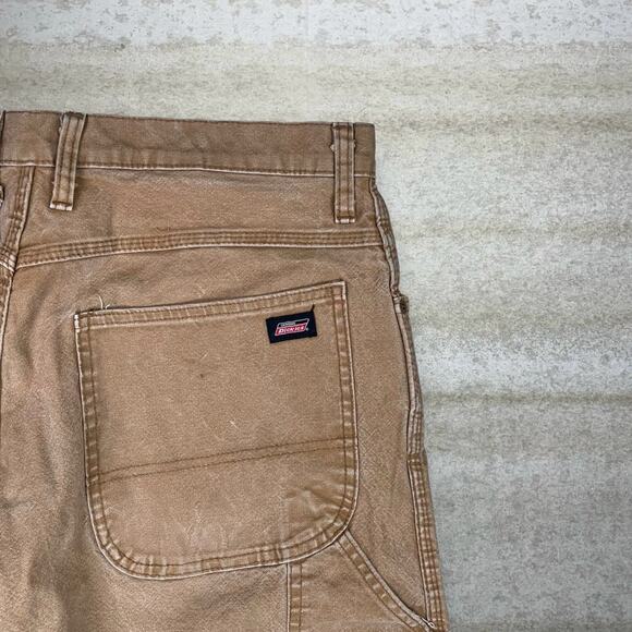 Vintage Dickies Carpenter Pants Camel Tan Canvas Baggy Dungarees Work Wear 90s - Picture 3 of 4